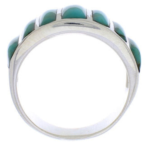 Authentic Sterling Silver Turquoise Ring Size 6-3/4 AX36533